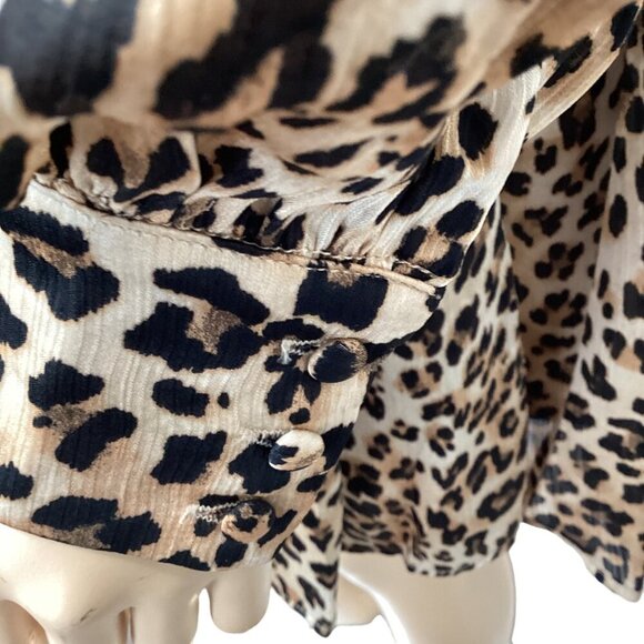 TCEC Leopard Print Long Sleeve Dress Size‎ Small Animal Lined Swing Mini - Picture 9 of 9